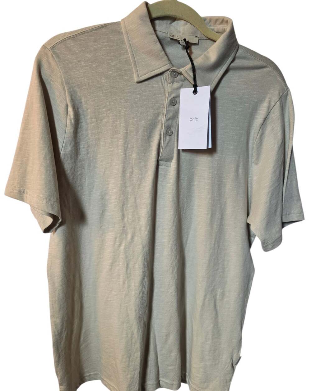 NWT Onia Mens Cotton Slub Beige Polo Sz M